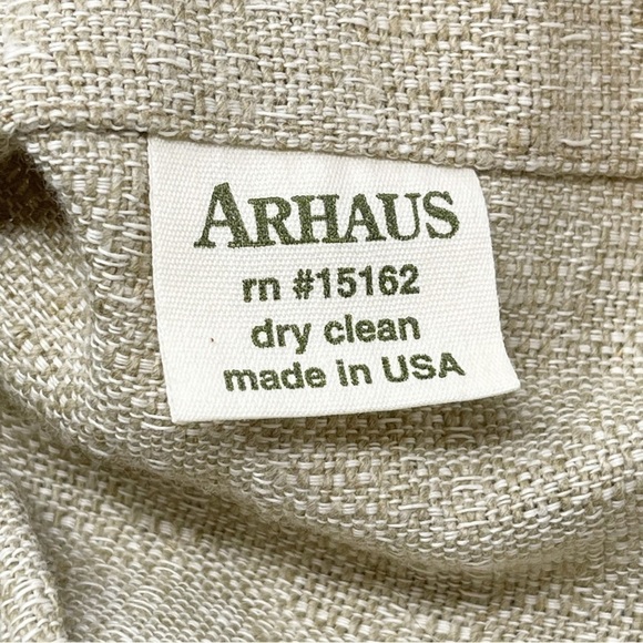 ARHAUS Euro Pillow Cover Green Beige Silk Dupioni Reverses To Linen Weave 29X29 - Picture 4 of 5